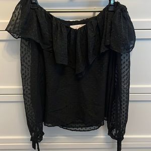 WAYF polka dot off the shoulder blouse XS